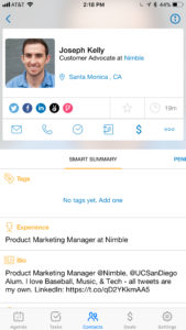 Nimble Mobile CRM Features