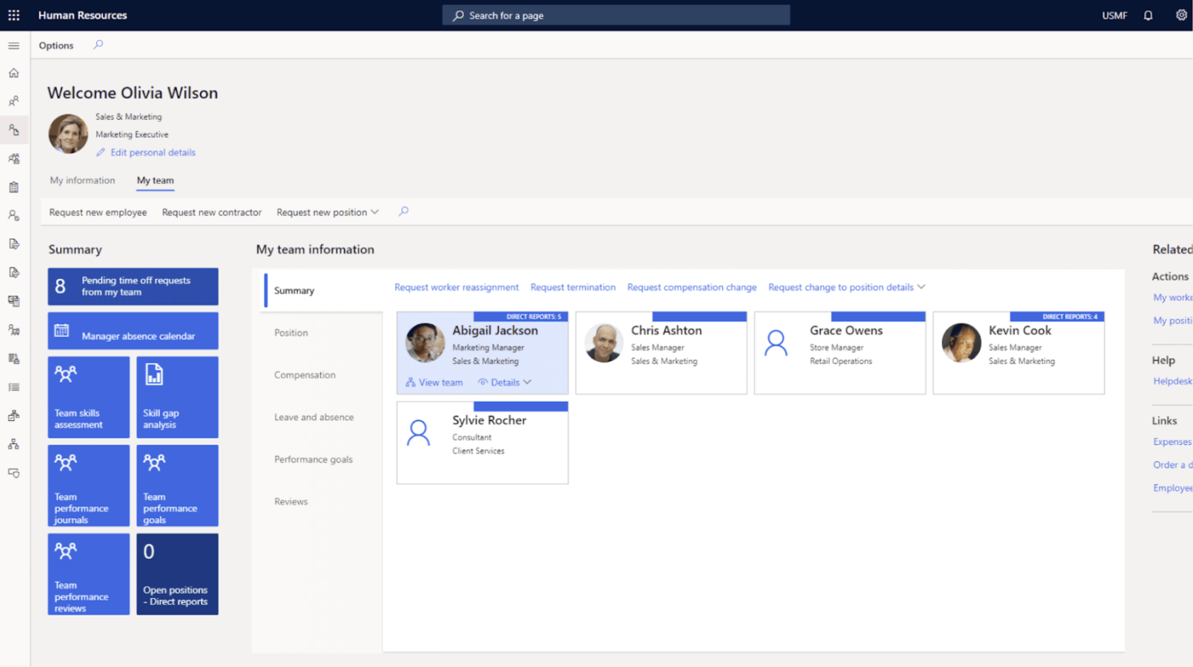 Microsoft Dynamics 365 Human Resources – Self-service dashboard